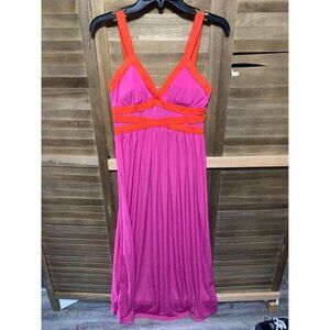 Sophia Vergara Bright Neon Pink Maxi Dress Womens Size Small